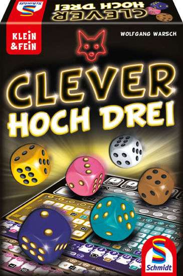 Schmidt Spiele Clever Hoch Drei nemška izdaja igre Clever Cubed - Igra s kockami za preizkus strateškega razmišljanja za 10+ let, 30 min, 1-4 igralce, 3. igra v seriji Clever