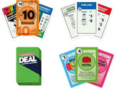 Monopoly game cards and box on a white background